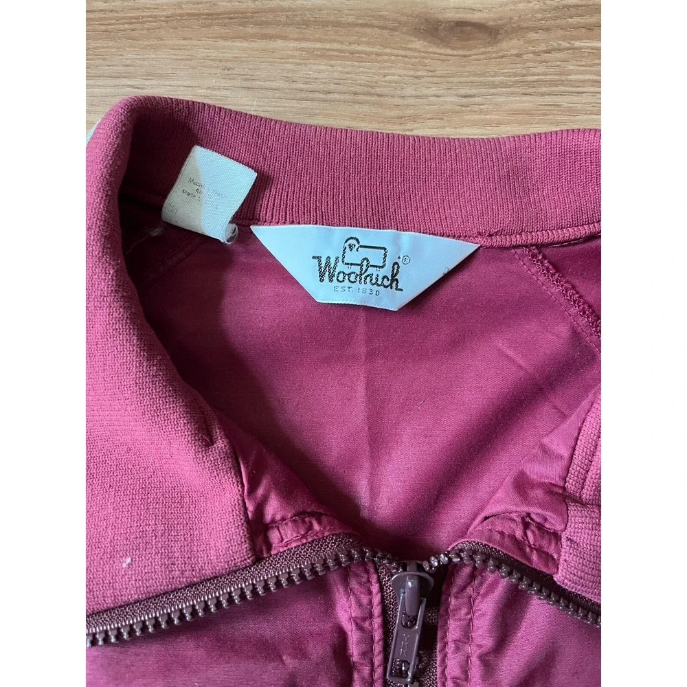 VINTAGE Woolrich Windbreaker‎ Bomber Track Jacket Collared Red Maroon Med USA